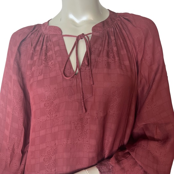 Current Air brand Redwood Tie Neck Long Sleeve Blouse Top - Picture 3 of 10